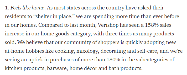 COVID-19 UPDATE. As focus moves beyond NYC, looking at counties worse. Verishop.com highlights on-line shopping soaring, especially for home goods.