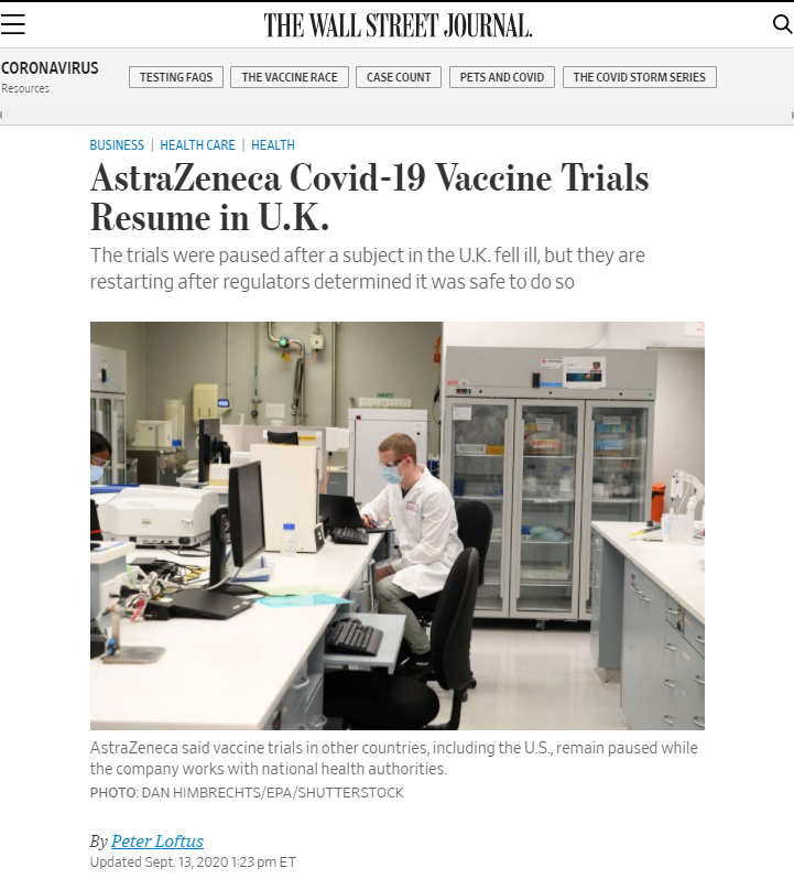 COVID-19 UPDATE: Incrementally positive developments on vaccine from AstraZeneca and Pfizer. Case data solid. Speculation unwound = good