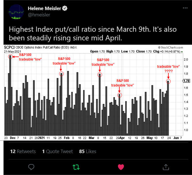 USA cases fall to 12,825, the lowest since March 24, 2020 start of pandemic!!! Positive risk/reward for stocks asymmetrically positive. Latest soaring equity put/call ratio