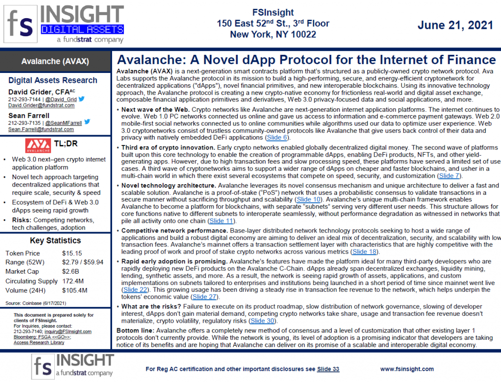 Avalanche: A Novel dApp Protocol for the Internet of Finance