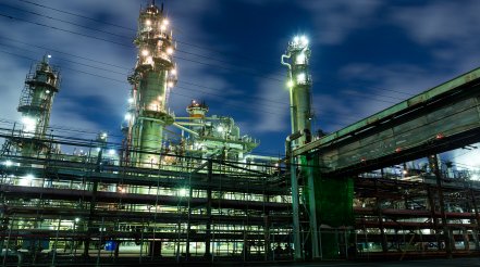 Oil Refinery At Night