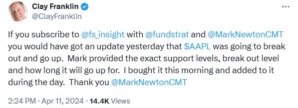 Clay Franklin @ClayFranklin If you subscribe to  @fs_insight  with  @fundstrat  and  @MarkNewtonCMT