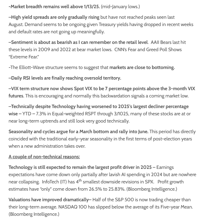 Several important positives emerged this week to argue for a bottoming process in US Stocks